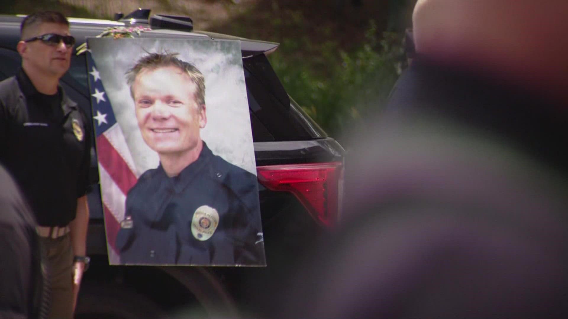 The Arvada community remembered police officer Gordon Beesley and good Samaritan Johnny Hurley who were killed by a gunman in Olde Town Arvada.