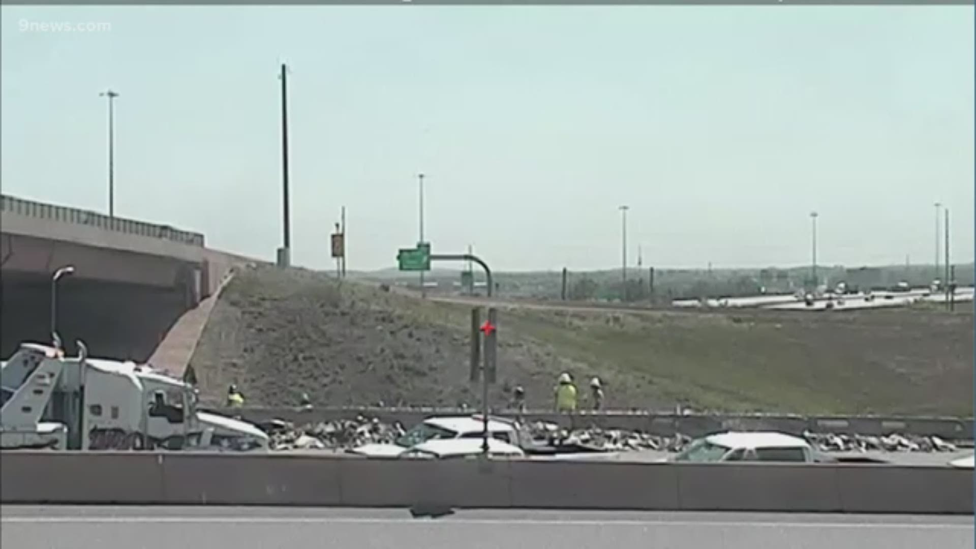 The ramp from northbound Interstate 25 to westbound US 36 in Denver is expected to remain closed for several hours as crews clean up a crash involving a semi-truck.