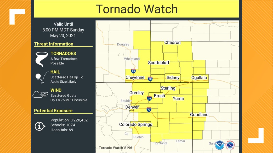 Tornado Watch issued for Denver, Front Range, Eastern Plains
