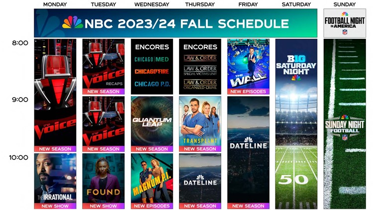 NBC announces 2023 fall premiere dates during Hollywood strikes | 9news.com