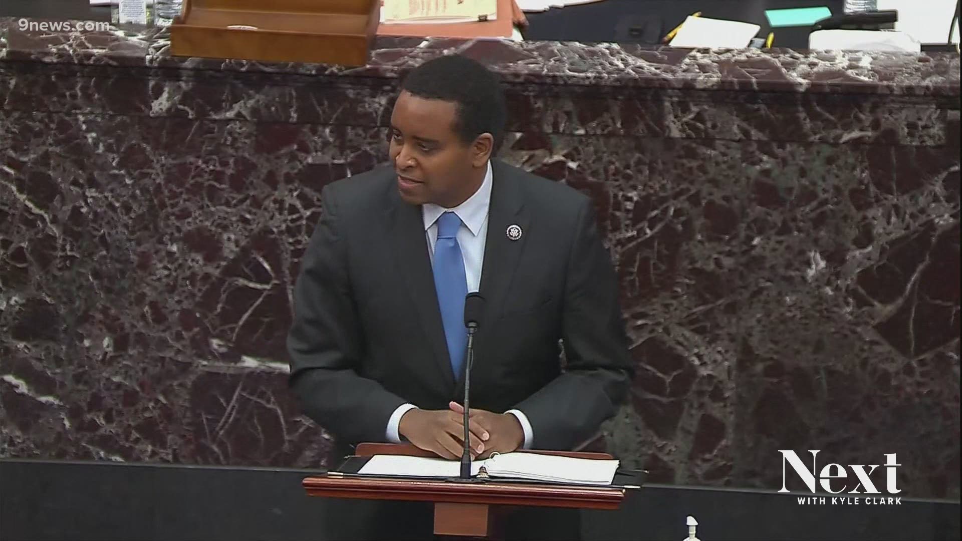 Colorado U.S. Rep. Joe Neguse, who is serving as an impeachment manager, told senators that the impeachment trial of former President Trump was constitutional.