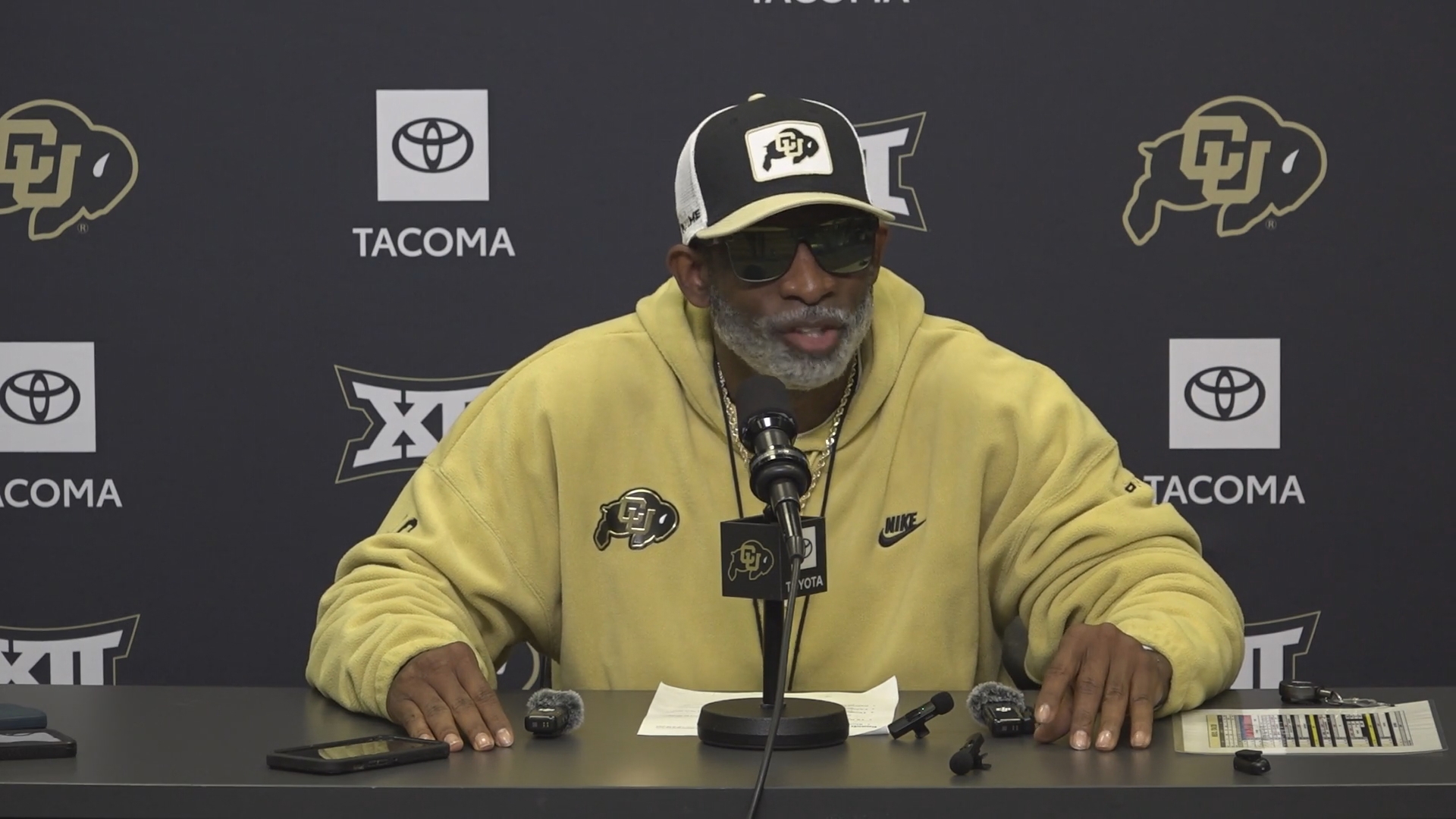 University of Colorado head coach Deion Sanders addressed the media Tuesday as the Buffs return from a bye week.