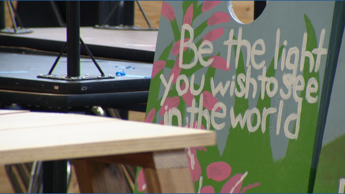Loveland High School students build outdoor furniture for youth shelter serving homeless teens