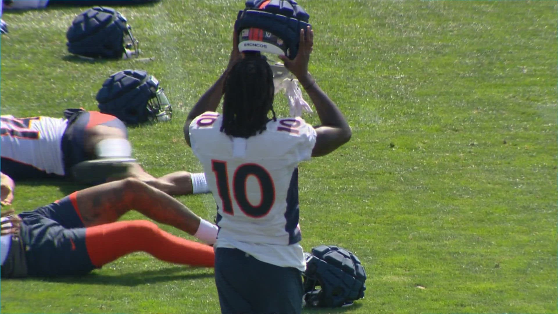 Broncos receiver pulled up after a running play in practice against the Rams. Results revealed a moderate strain that may mean missing the opener vs. Raiders.