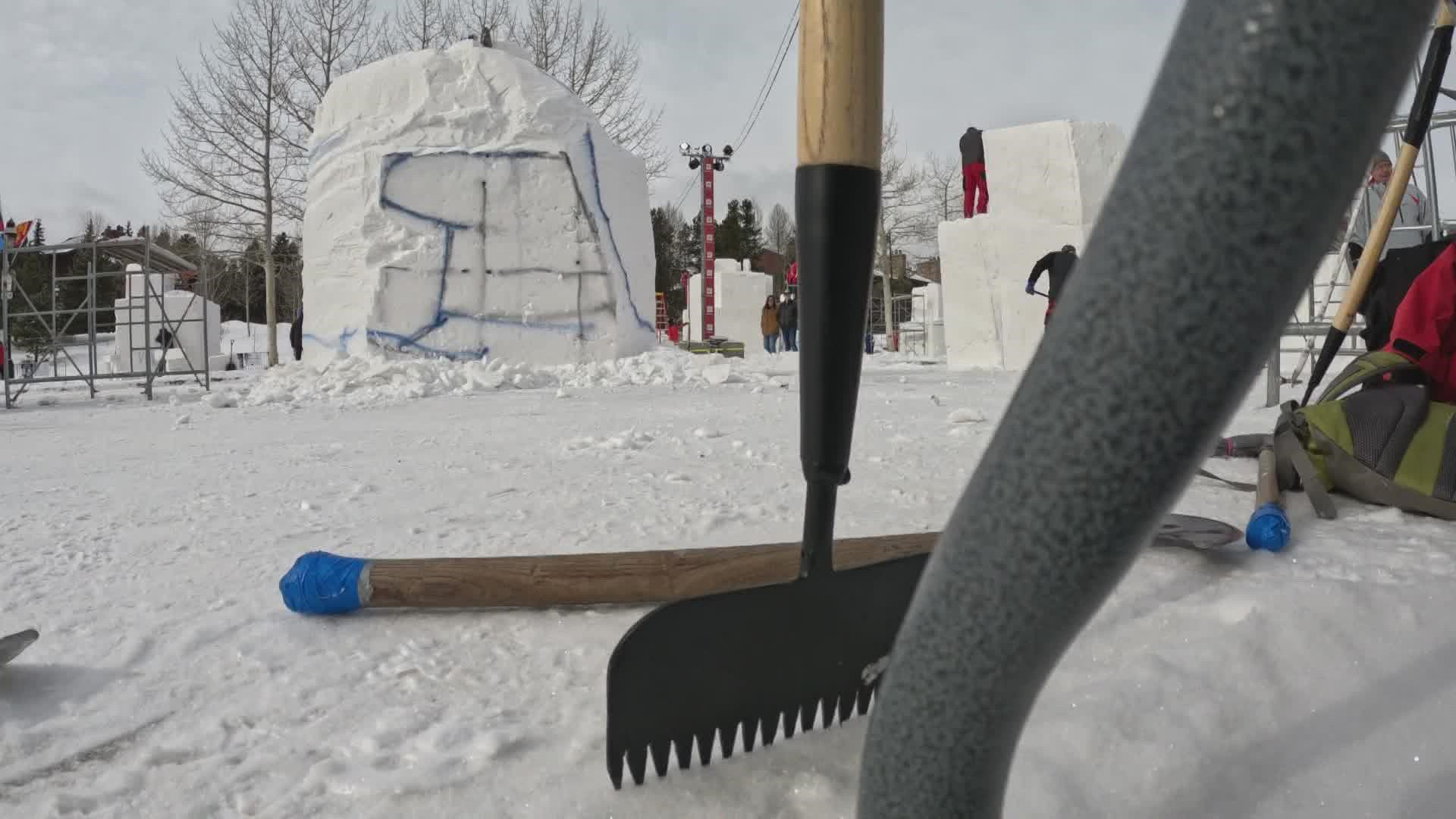 Blocks of snow are starting to take shape after teams have had a week to work with some interesting tools.