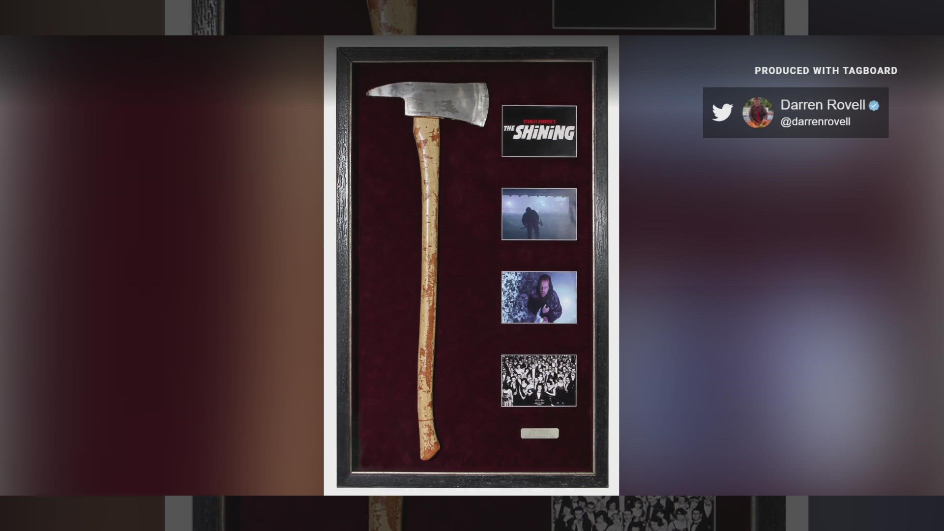 The axe Jack Nicholson carried in the movie inspired by Stephen King's novel was anonymously donated after selling for $175,000 at auction.