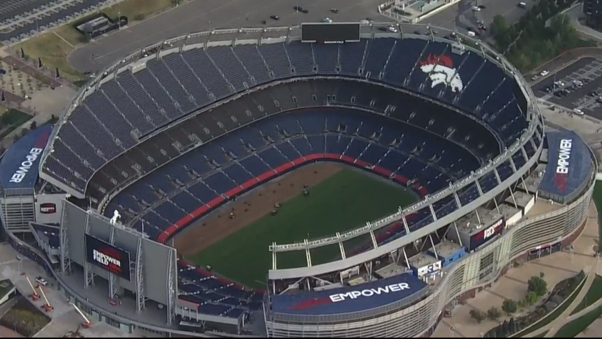 Grass planted at Denver stadium before first Broncos game
