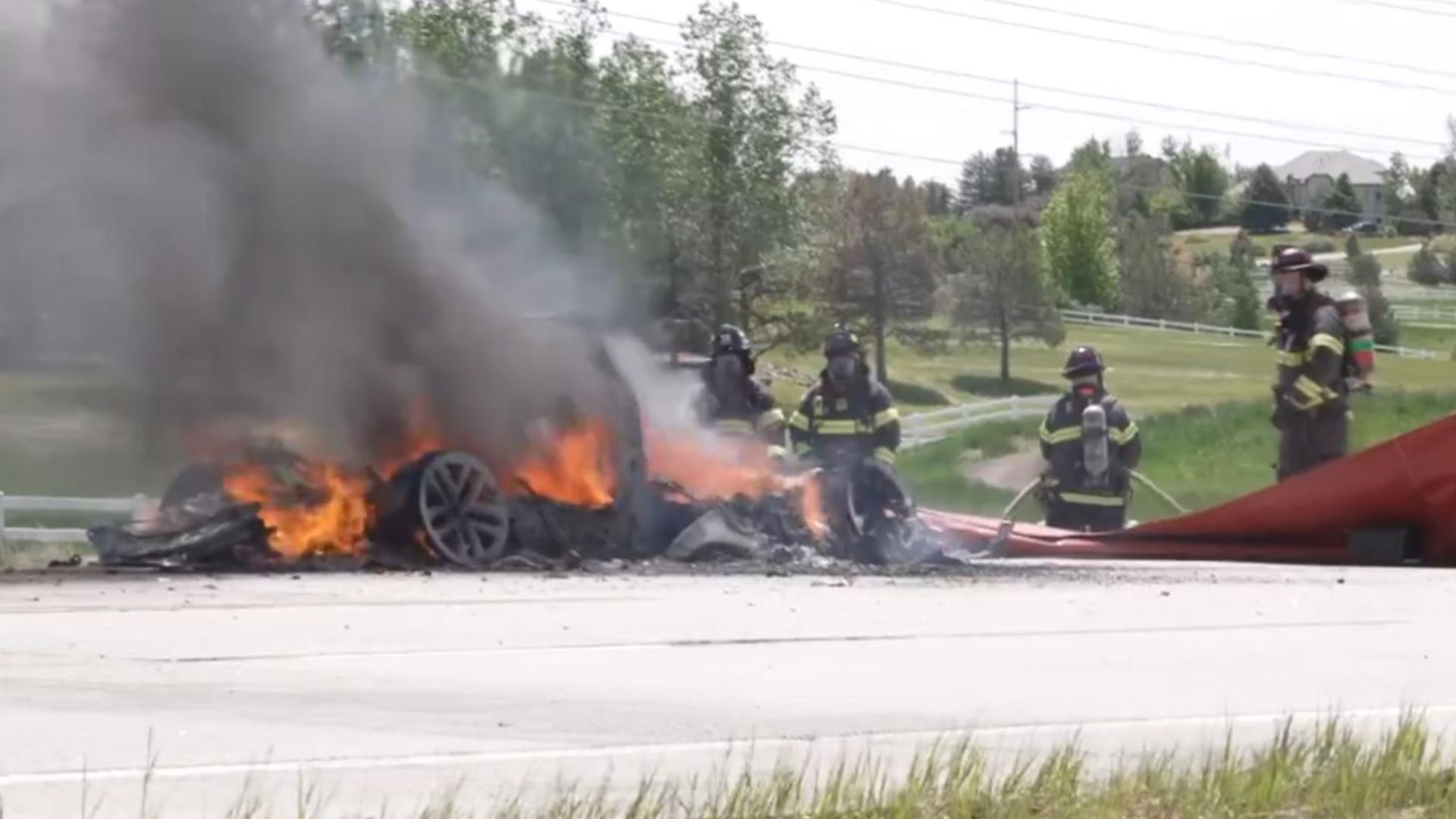 Electric vehicle fires are much harder to put out than other fires because water can't be used on them. Crews have to use a special blanket to cut off oxygen.