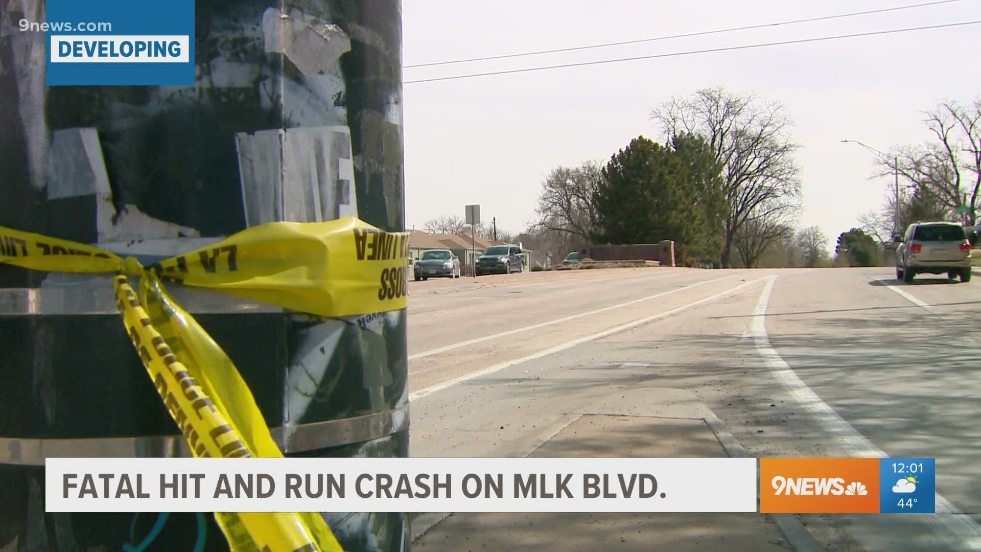 A driver who ran a red light left the crash scene that resulted in the death of another driver near MLK and Colorado Boulevards, Denver Police said.