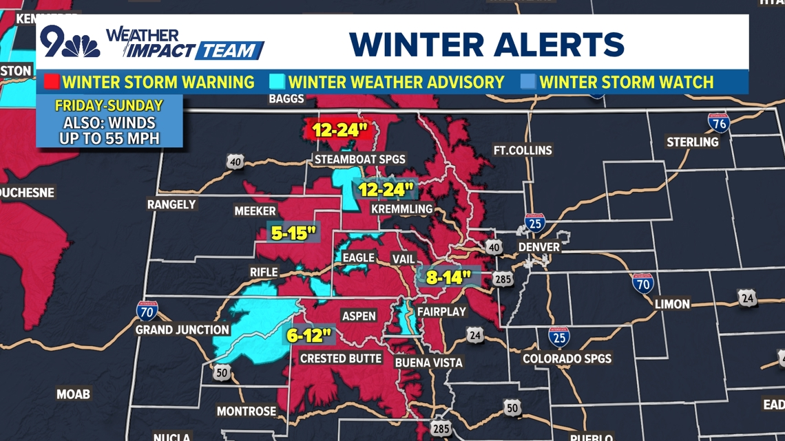 Major snowfall set to impact Colorado mountains, travel hindered through Sunday