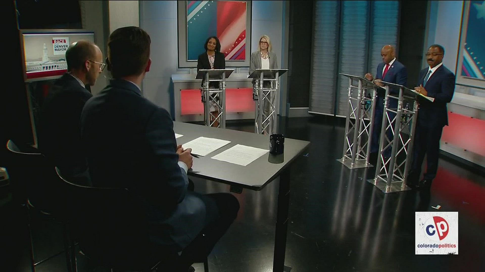 Incumbent Michael Hancock, Lisa Calderon, Jamie Giellis and Penfield Tate III gave their closing statements at the conclusion of the live 9NEWS mayoral debate.