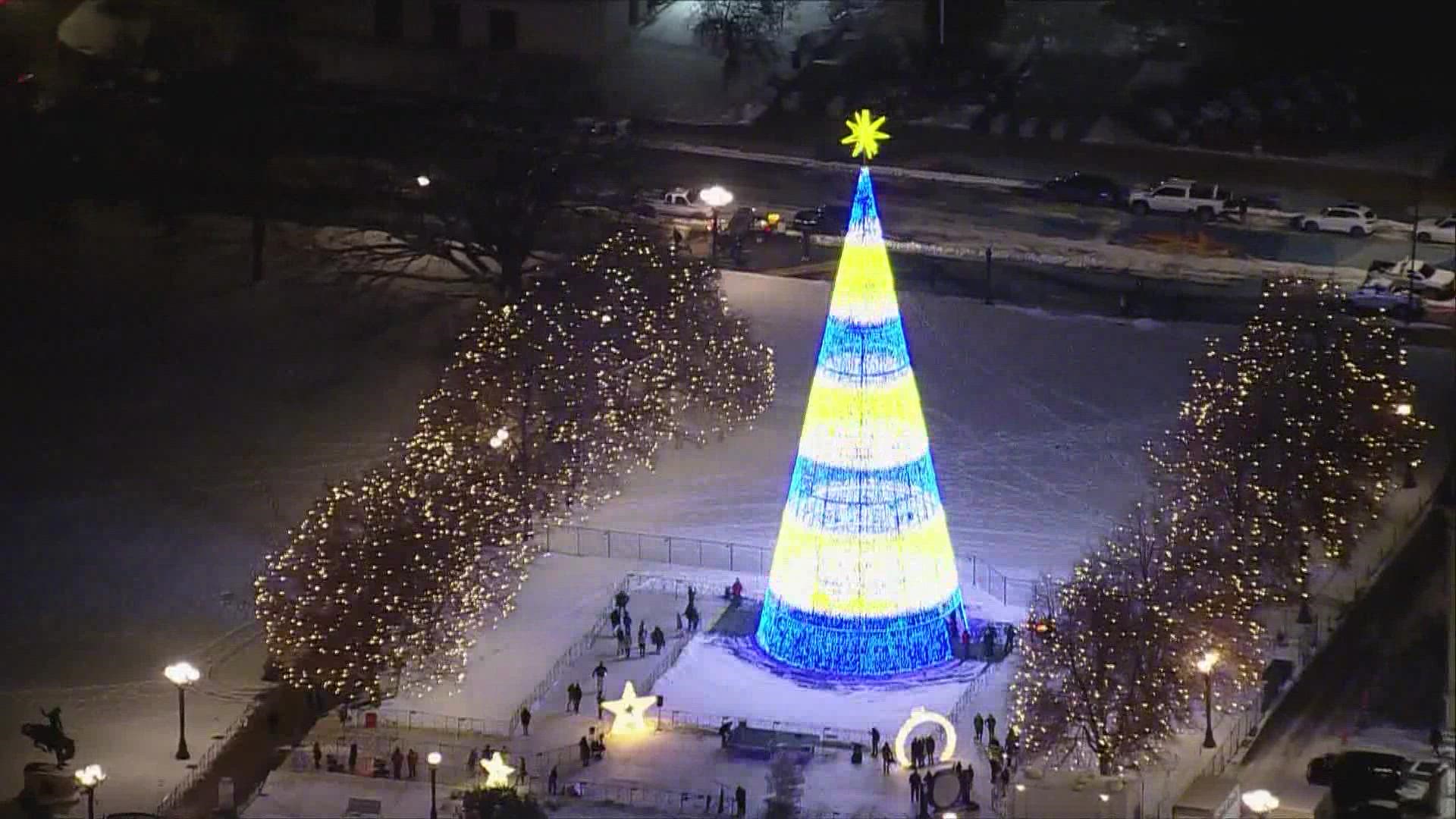The 110-foot-tall lighted tree was scheduled to be open through the end of the year.