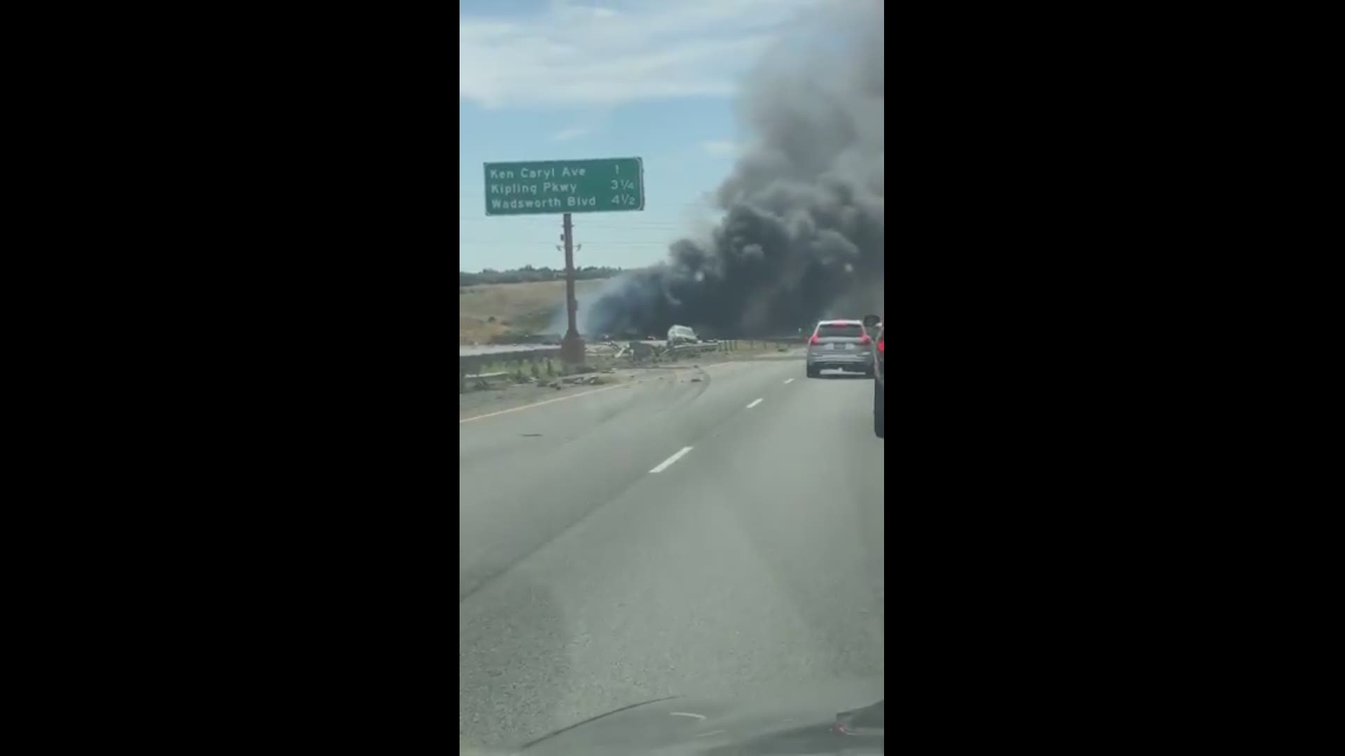 This video shows the moments shortly after a fatal crash involving a semi-truck closed C-470 in both directions between Bowles & Ken Caryl. (Video: Carrie Scott)