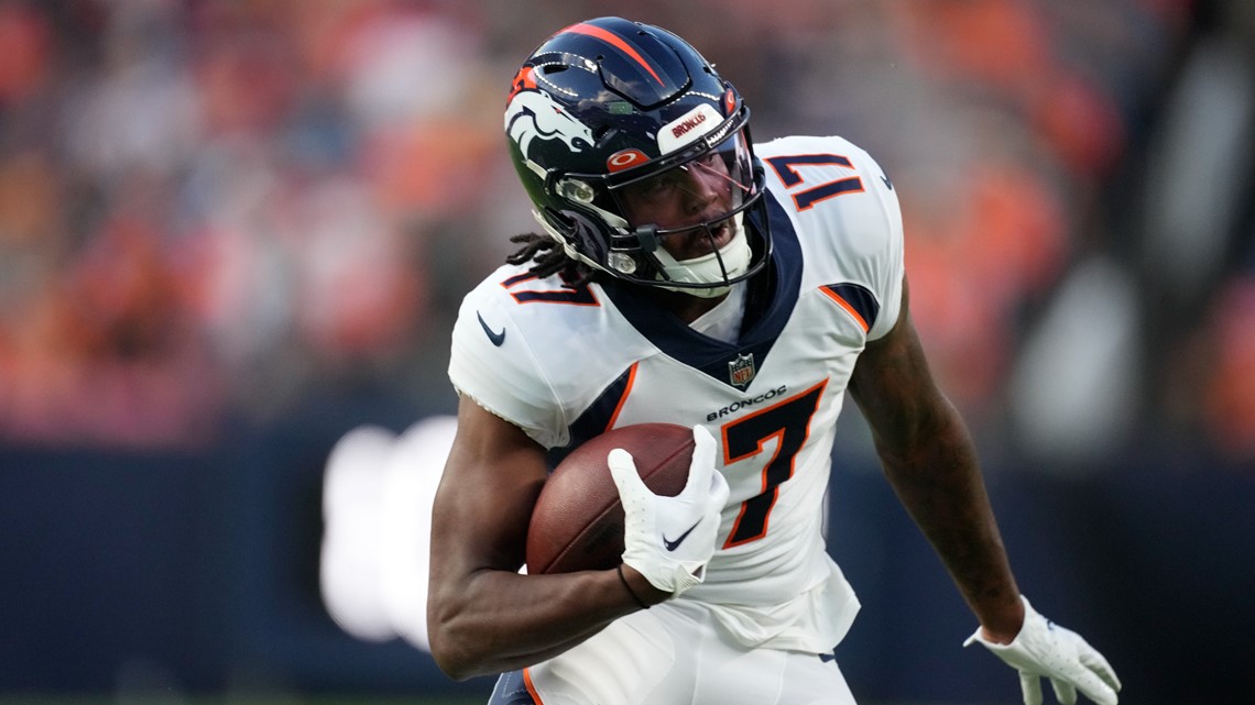 Denver Broncos defensive tackle Haggai Ndubuisi hits the sled