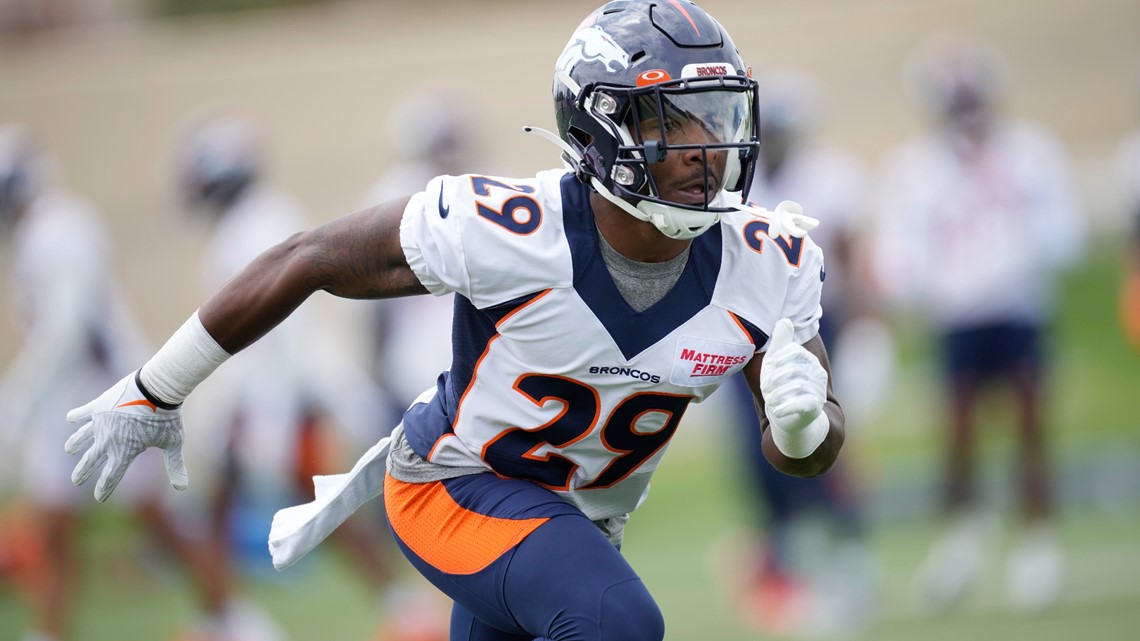 Denver Broncos defensive back Patrick Surtain II flashes his speed on INT  in coverage vs. Minnesota Vikings wide receiver Justin Jefferson