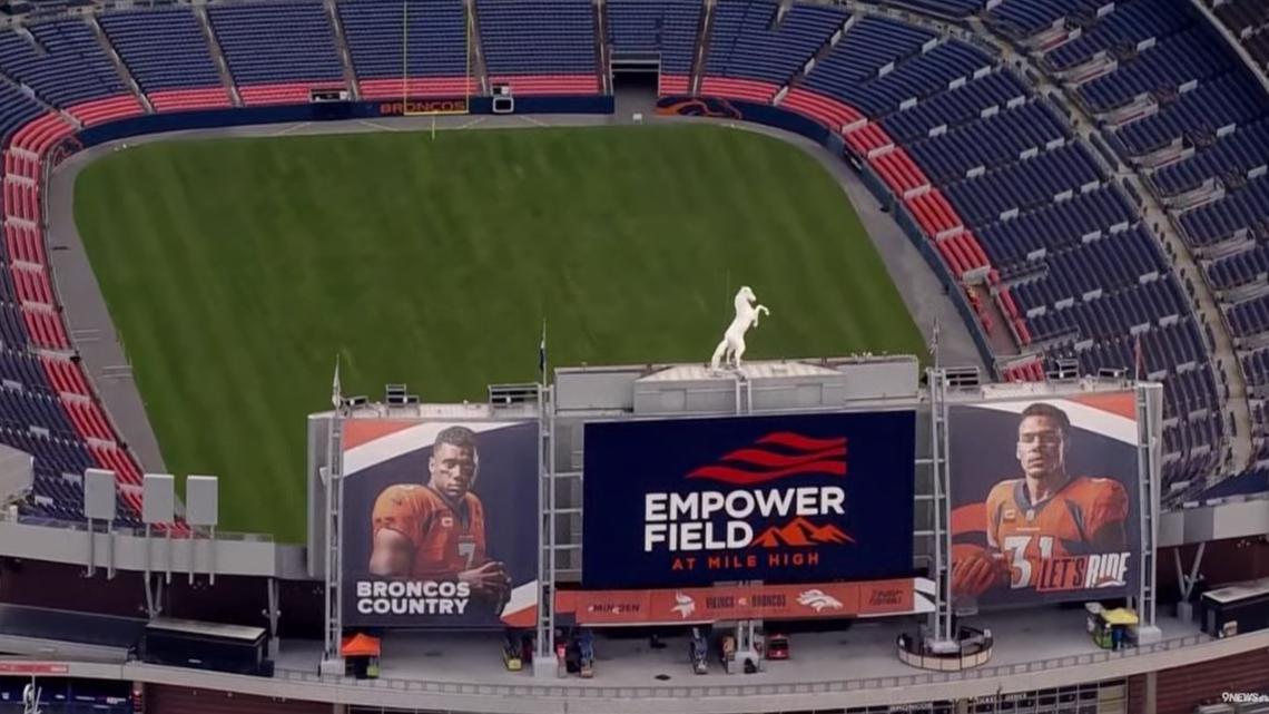 Sports apparel store near Empower Field at Mile High ready for new Broncos  season but curious about future - CBS Colorado