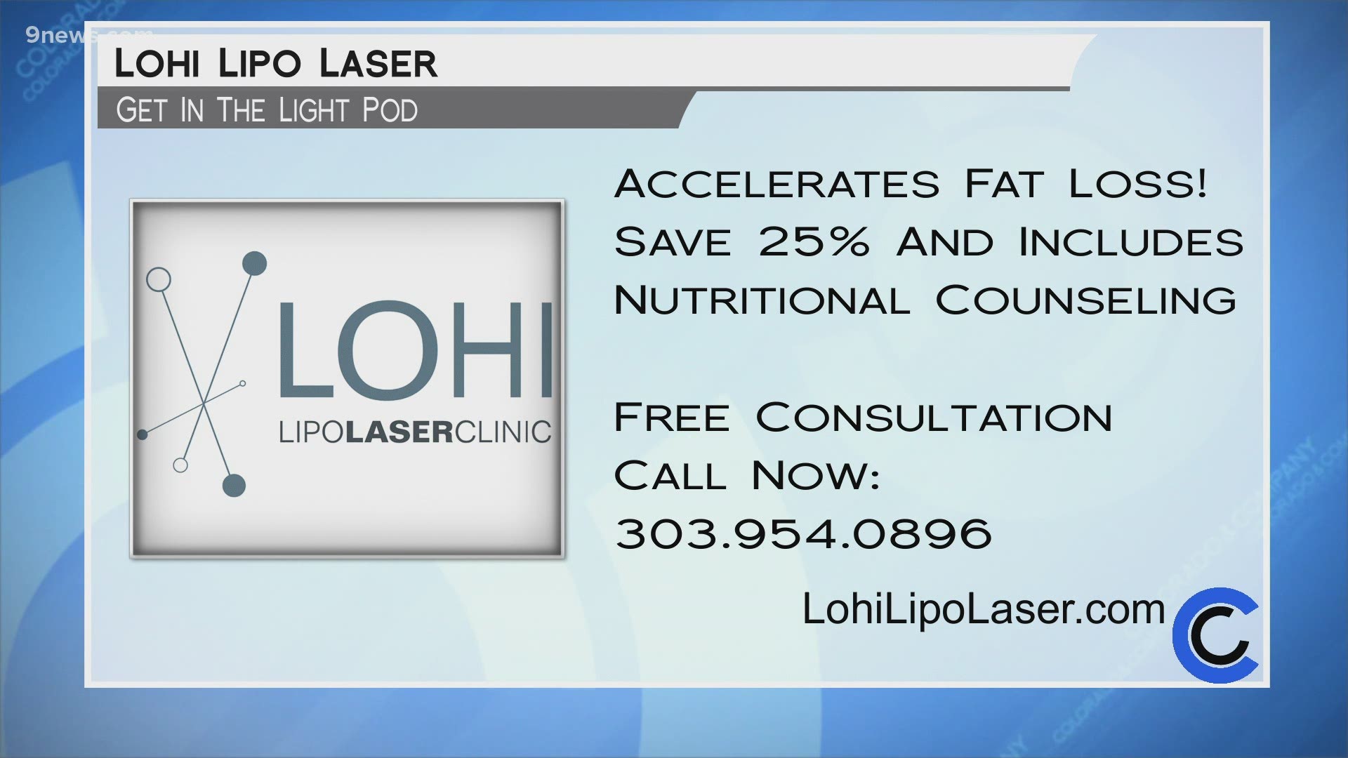Book your appointment by calling 303.954.0896 or visit LohiLipoLaser.com. Get started with 25% off Light Pod protocol treatment.
