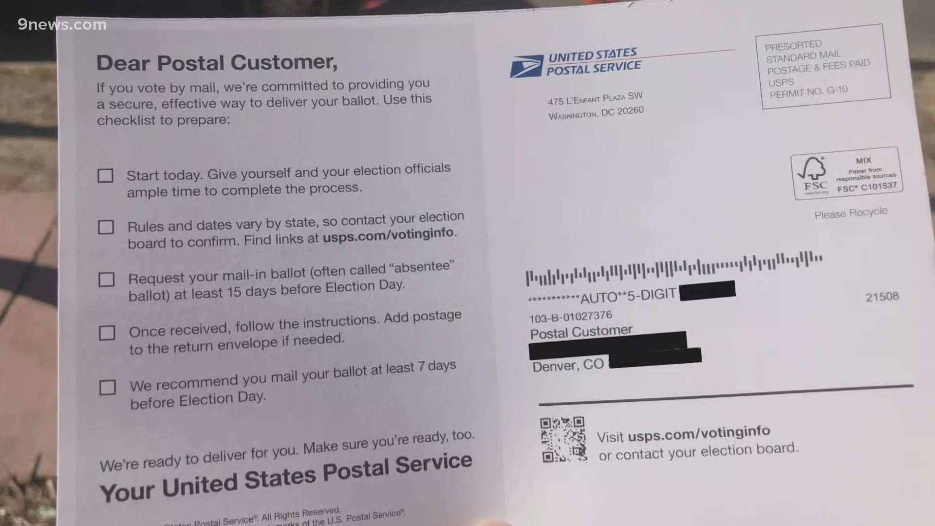 Jena Griswold is the plaintiff in the lawsuit filed against the postmaster general and the U.S. Postal Service over a mailing the suit says makes "false statements."