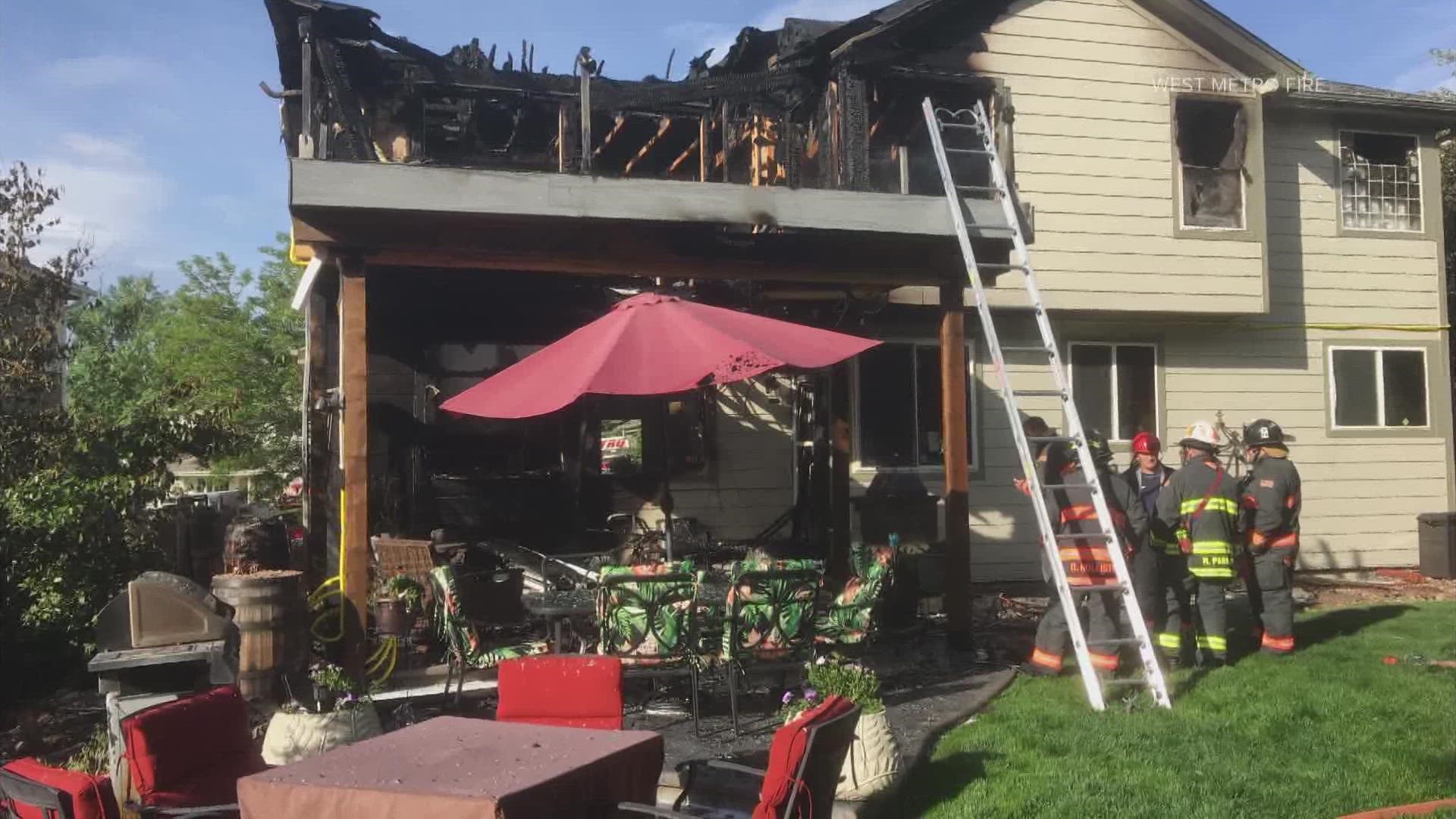 West Metro Fire Rescue said the fire started at a home in the 12100 block of West Copper Drive on Sunday morning.