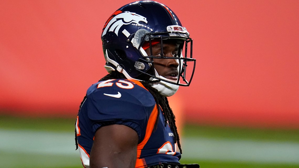 Denver Broncos defensive lineman Jonathan Harris (92) plays against the  Tennessee Titans during the first half of an NFL football game Sunday, Nov.  13, 2022, in Nashville, Tenn. (AP Photo/Mark Zaleski Stock