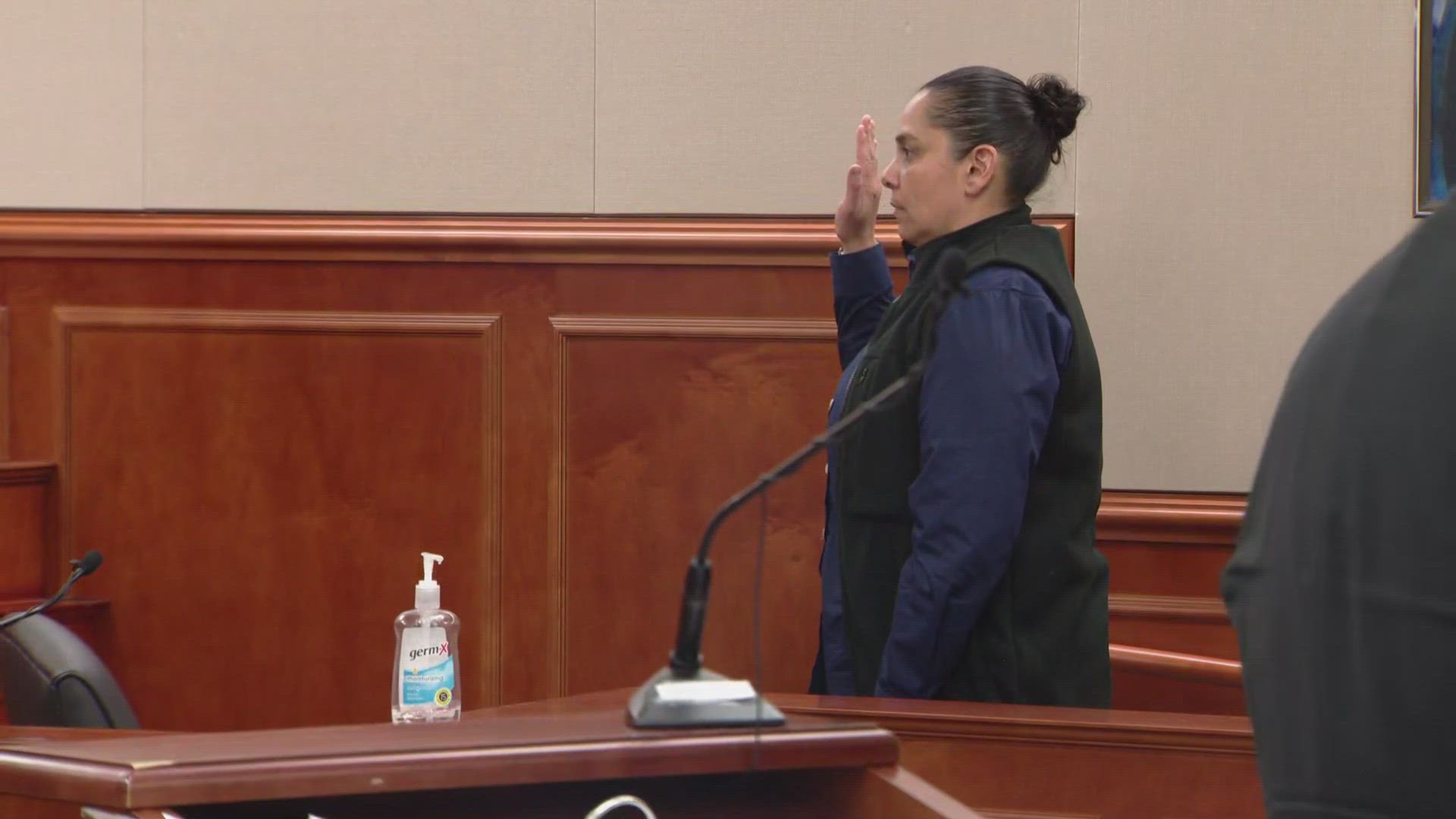 Francine Martinez is accused of not intervening when another officer pistol-whipped and put his hands around the throat of a man in July 2021.