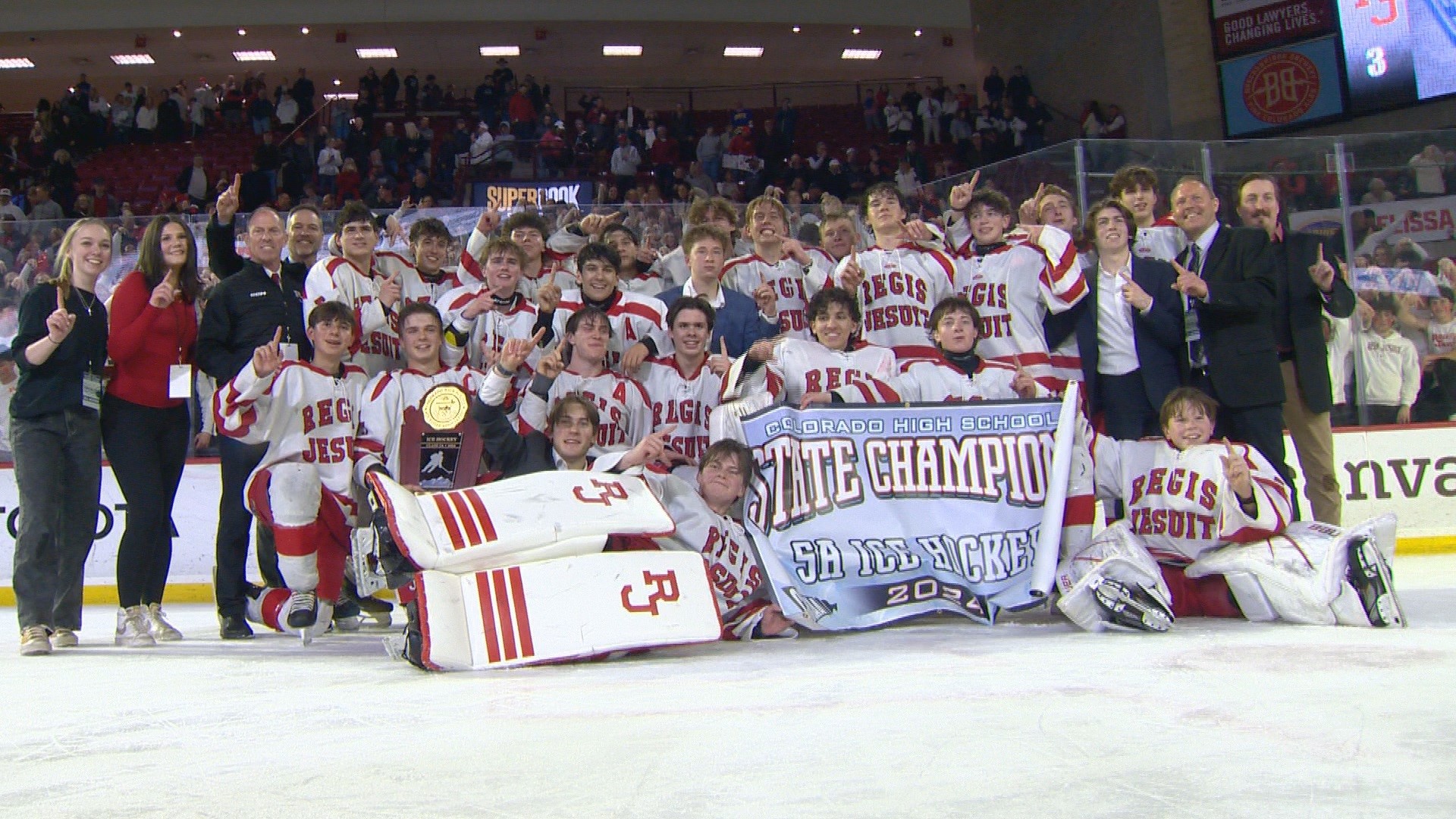The Raiders defeated the defending champion Eagles 3-1 to capture the Class 5A state title at Magness Arena.