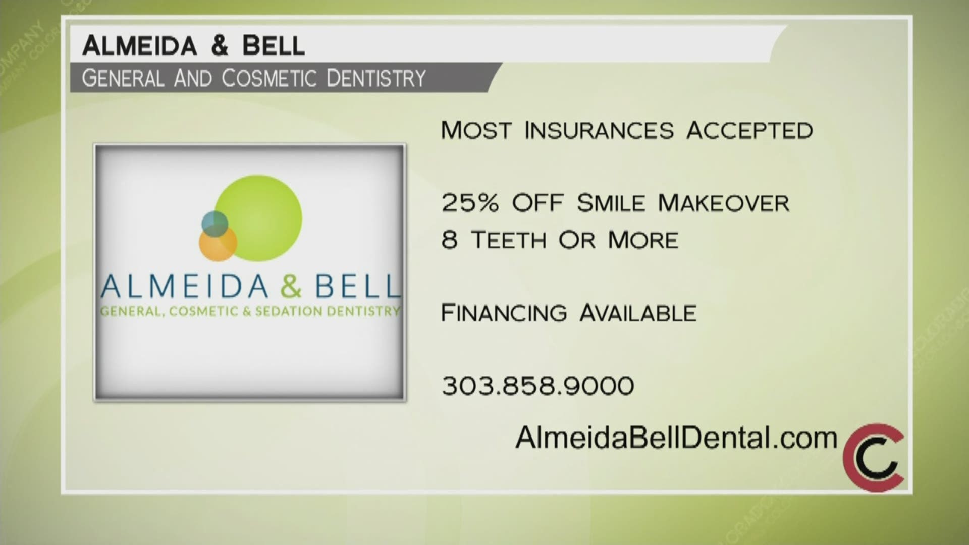 Get 25% off a smile makeover of 8 teeth or more. Most insurances are accepted, and financing is available. Learn more at AlmeidaBellDental.com.