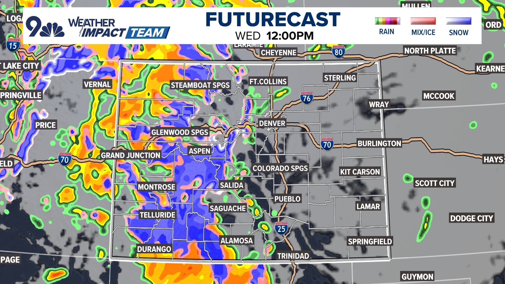 Storm system brings snow to Colorado mountains, rain to Denver | 9news.com