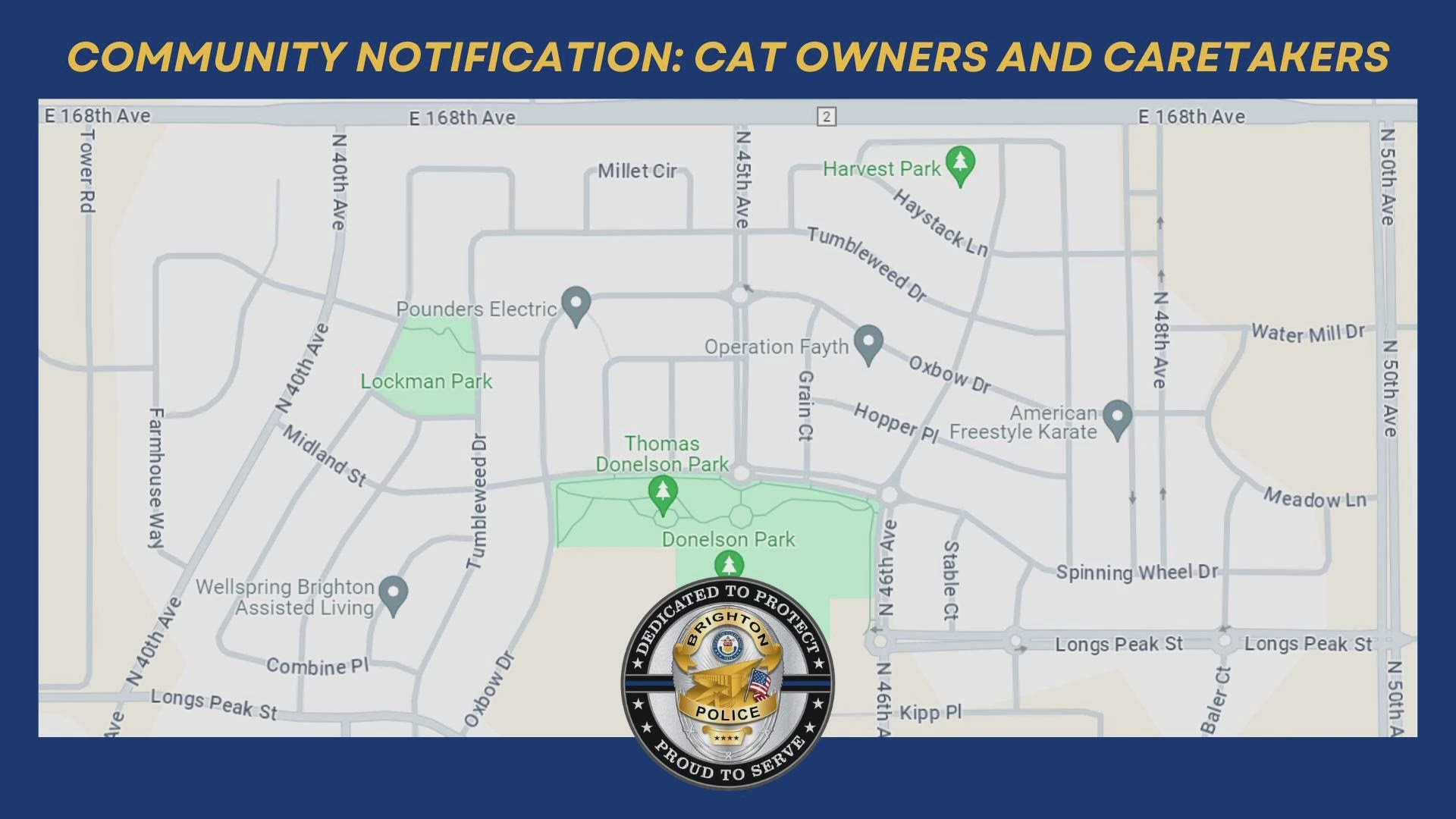 Brighton East Farms neighborhood residents are being ask to not let their cats roam outside after a high number of sick or dead cats have been identified.