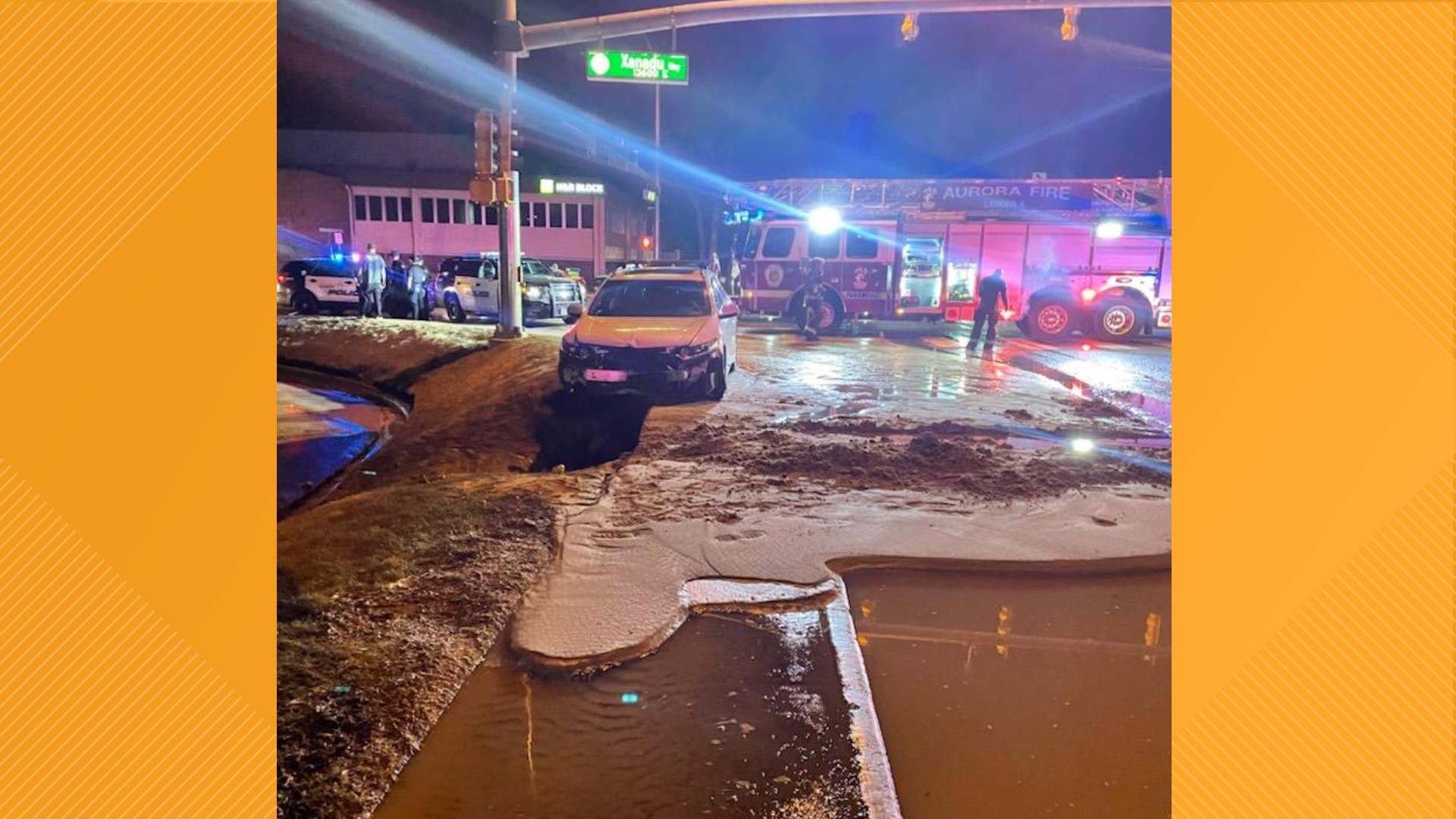 Water main break causes a mess at Iliff and Xanadu in Aurora