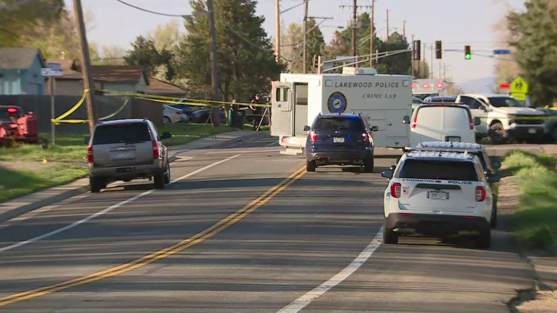 A police pursuit ended in a shooting early Tuesday morning in Lakewood involving Thornton Police.