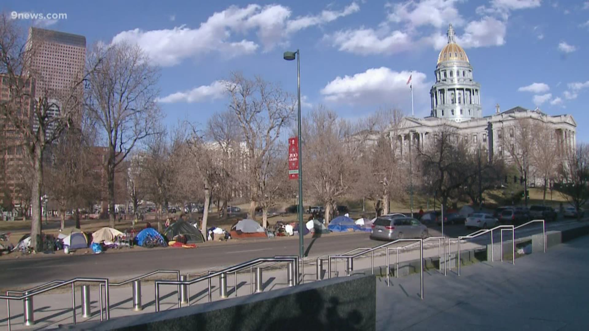 The city of Denver says the homeless camp across from the State Capitol became a public health hazard. Crews cleared about 100 homeless people and their tents.