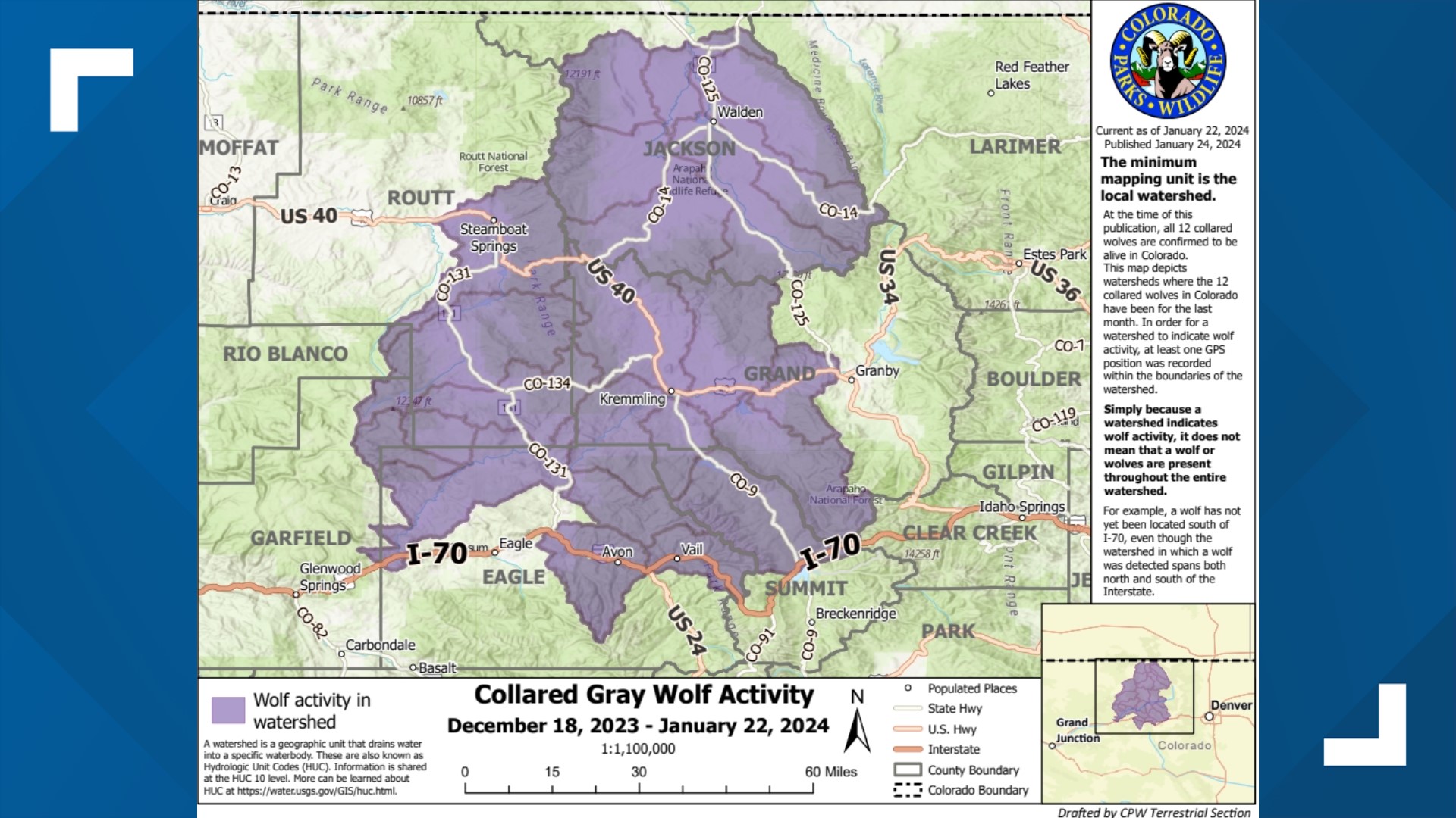 Map shows where Colorado wolves have gone since reintroduction
