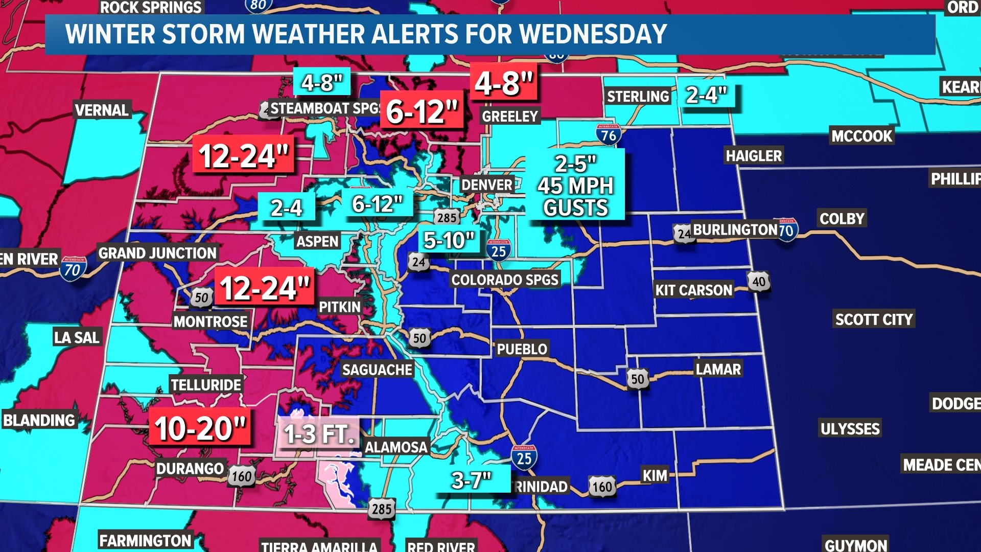 How much snow to expect as arctic winter cold front hits Colorado ...