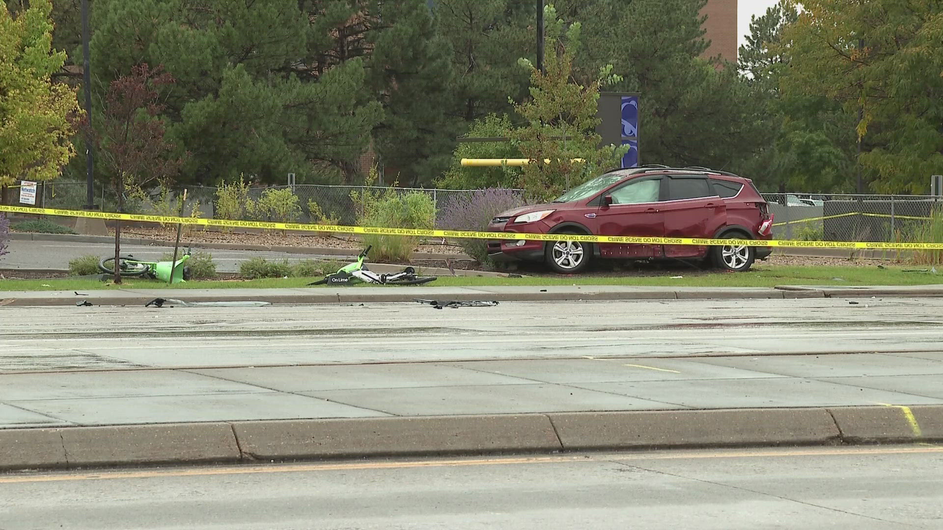 The crash closed southbound lanes of South Parker Road at South Peoria Street early Sunday morning.