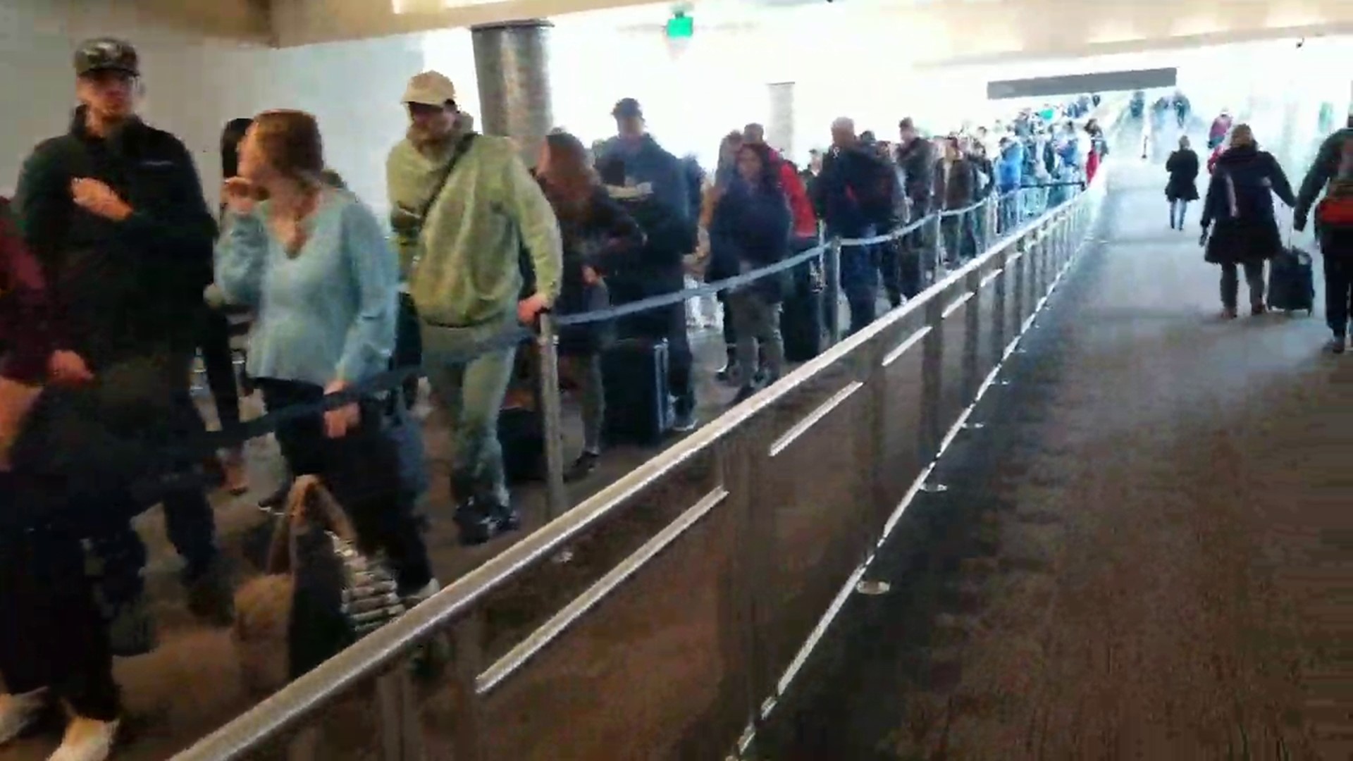 This is what the Bridge Security checkpoint at DIA looked like Sunday.