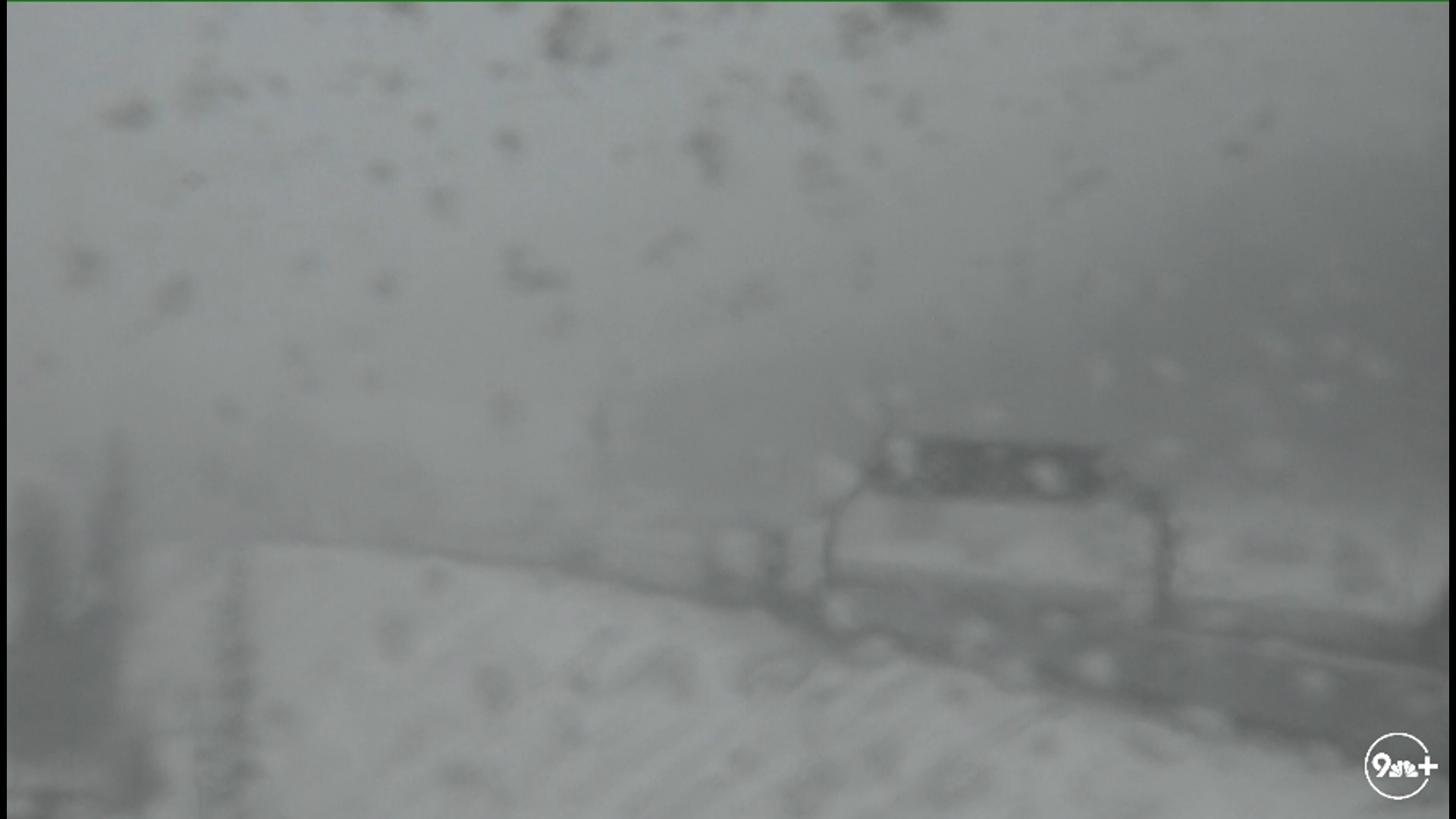 A live look at snowy conditions Monday at the Eisenhower Johnson Tunnels.