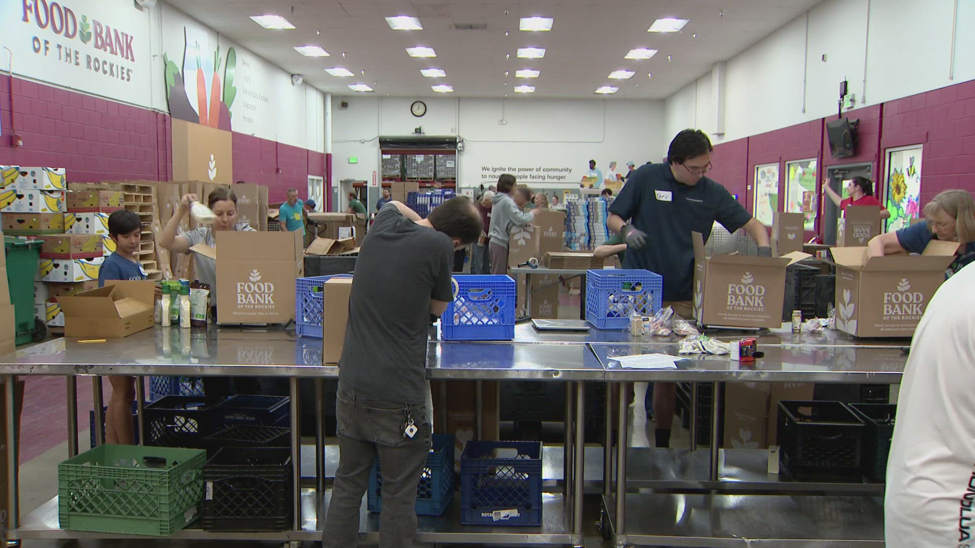 On Sunday, kids and teens from across the Denver metro area volunteered to pack food. Workers say they packed around 400 to 500 boxes of product.