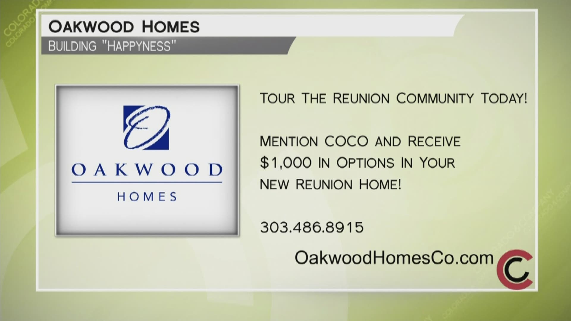 Tour the Oakwood Homes Community in Reunion! Call 303.486.8915 to schedule your appointment. Learn more about their communities at OakwoodHomesCO.com.