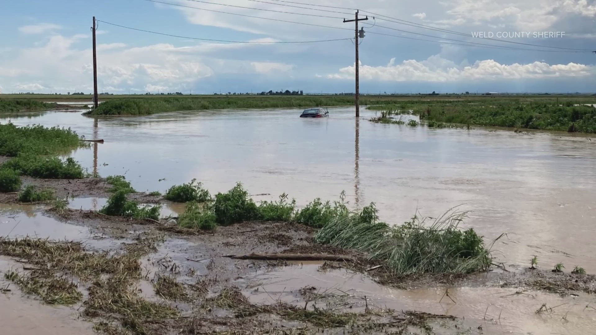 A man is dead after getting caught in floodwaters in Weld County today.