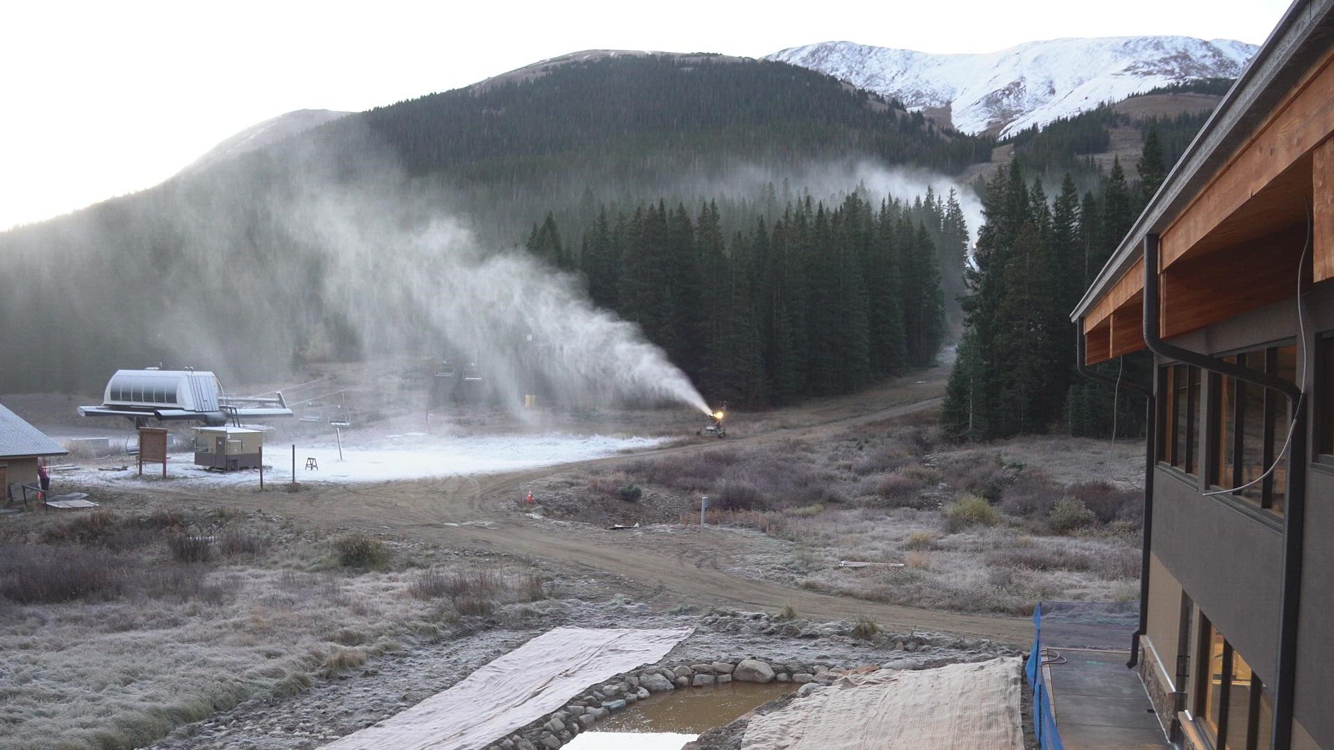 It typically takes about two weeks for snowmakers to cover the opening day run from tree-to-tree with an 18-inch base.