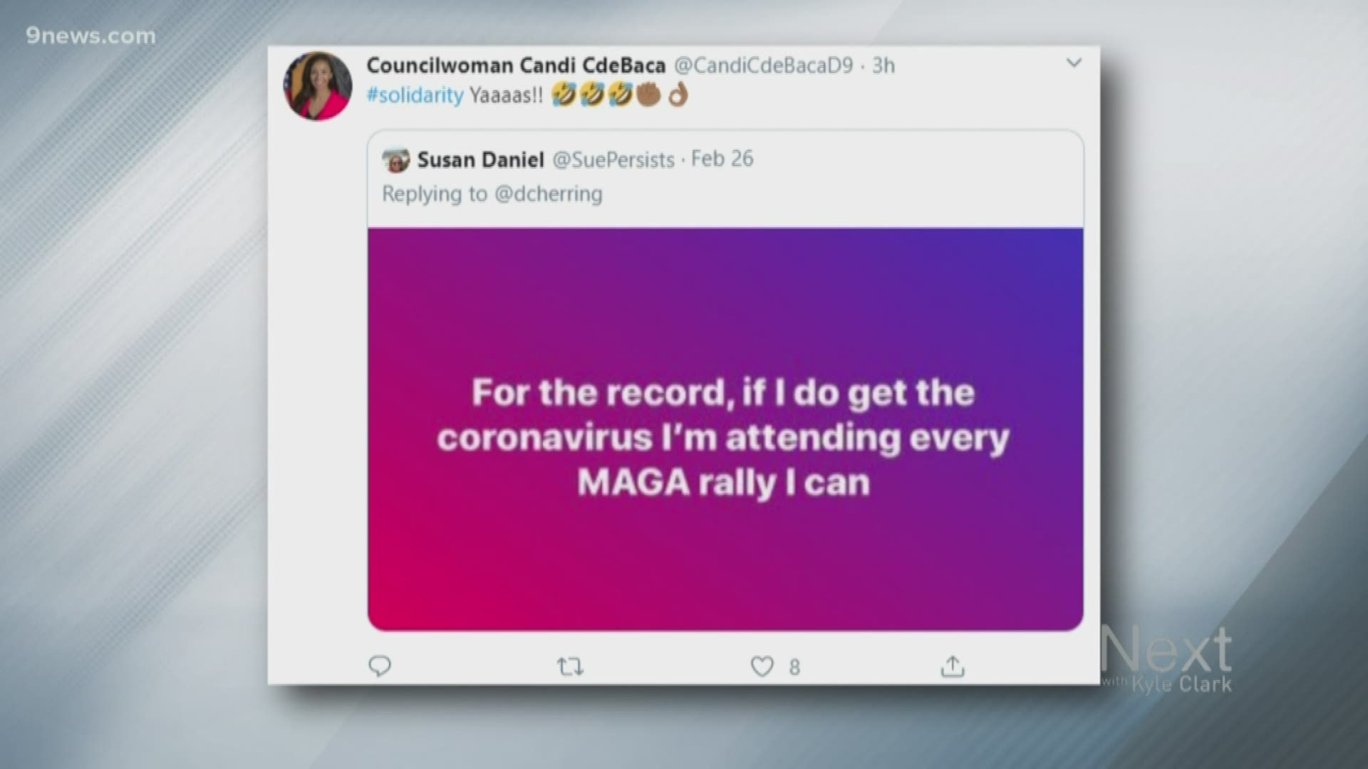 The Colorado Republican Party called the tweet from self-proclaimed Democratic socialist Candi CdeBaca "simply disgusting."