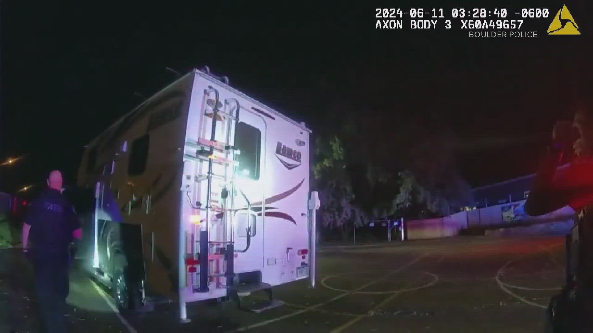 A couple sleeping in a camper outside their friend's apartment woke up when a thief started driving away with their truck.