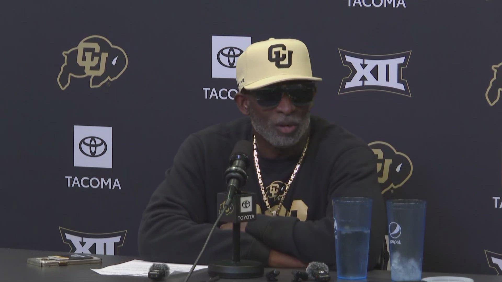 University of Colorado head coach Deion Sanders addressed the media Tuesday as the Buffs prepare to host Cincinnati on Saturday.