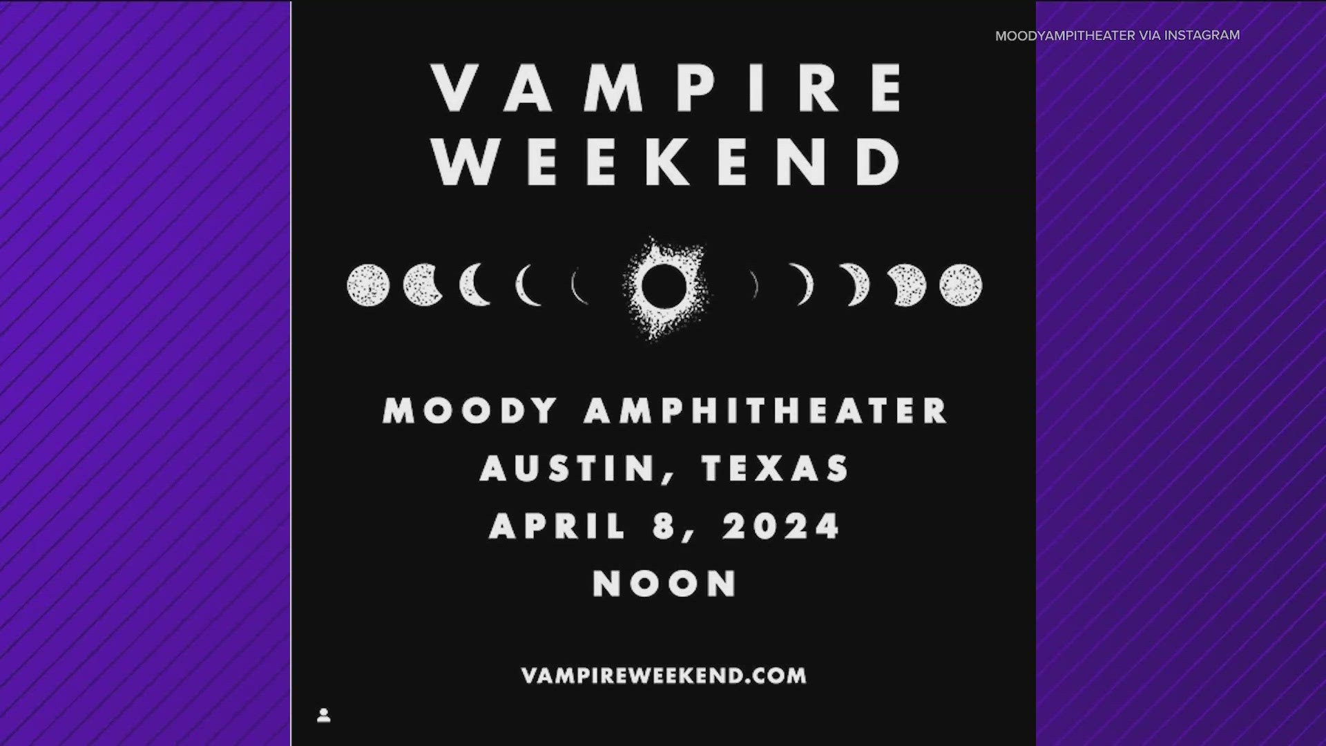 Eclipse glasses will be provided at the show at the Moody Amphitheater at Waterloo Park.