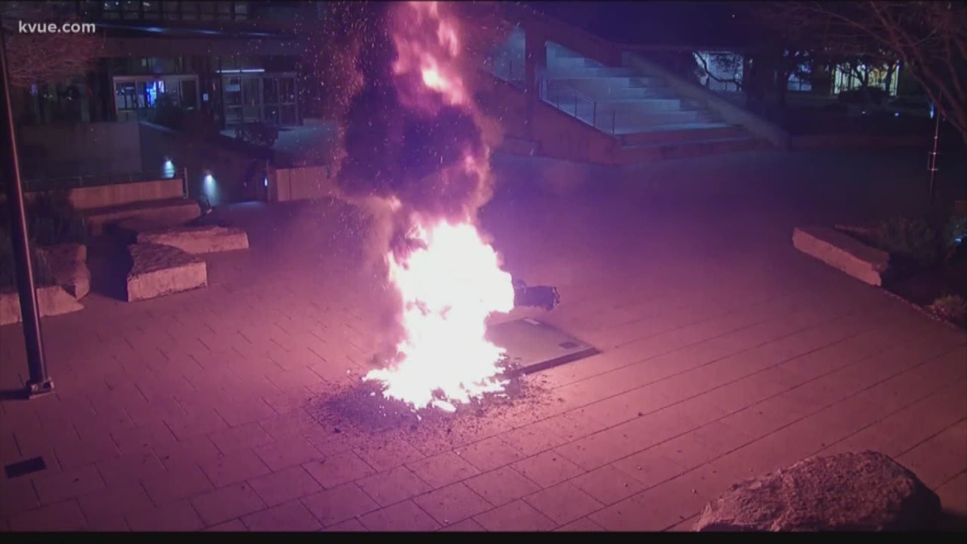 Austin police are trying to figure out who burned down the bird sculpture outside Austin City Hall.