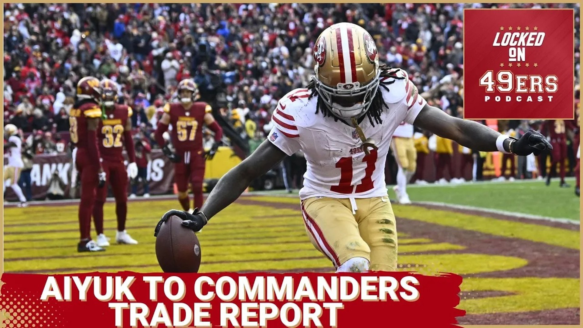 Brandon Aiyuk responds on social media to a report of past trade talks between the San Francisco 49ers and Washington Commanders.