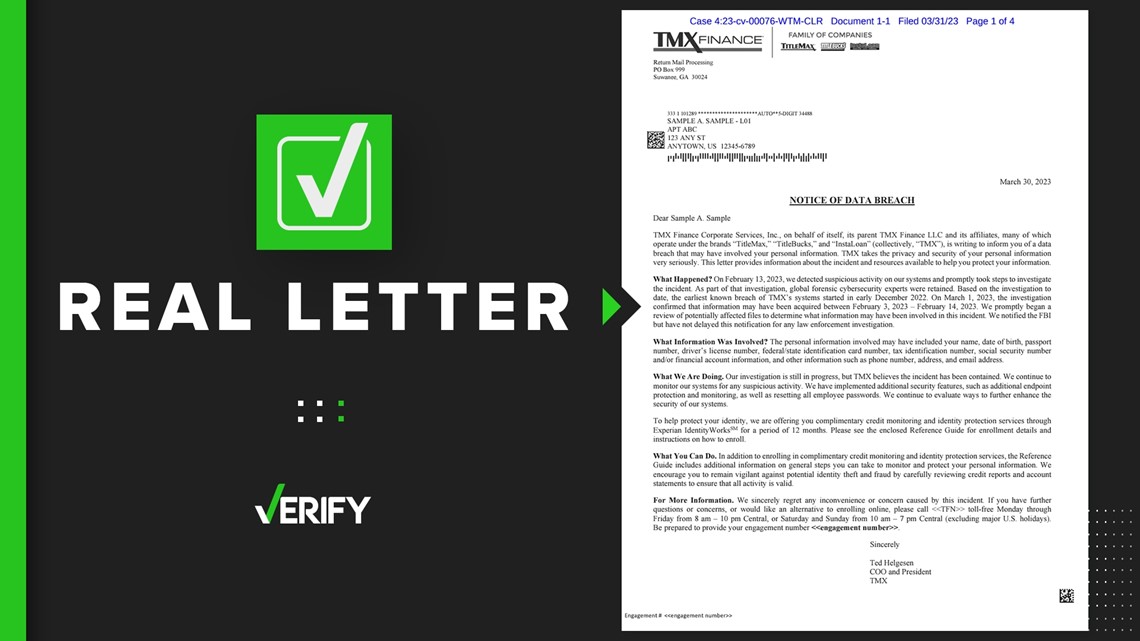 Yes, TitleMax did send customers letters warning of a data breach