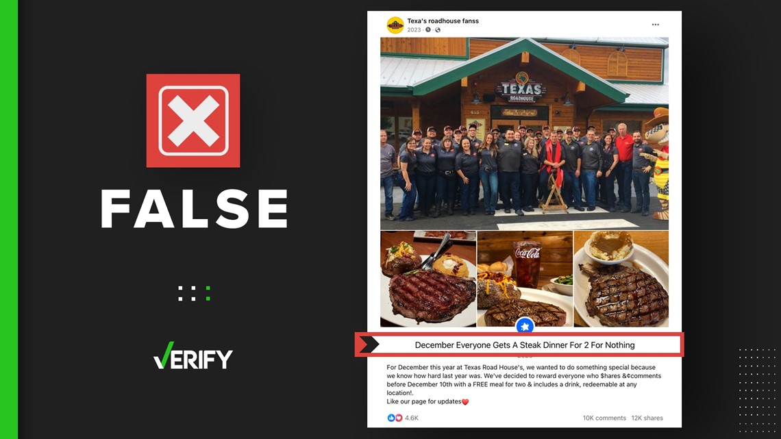 Post claiming to offer free Texas Roadhouse dinners is a scam - Vimarsana News