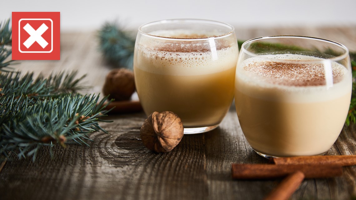 Pasteurized eggs, not alcohol, make eggnog safe from salmonella